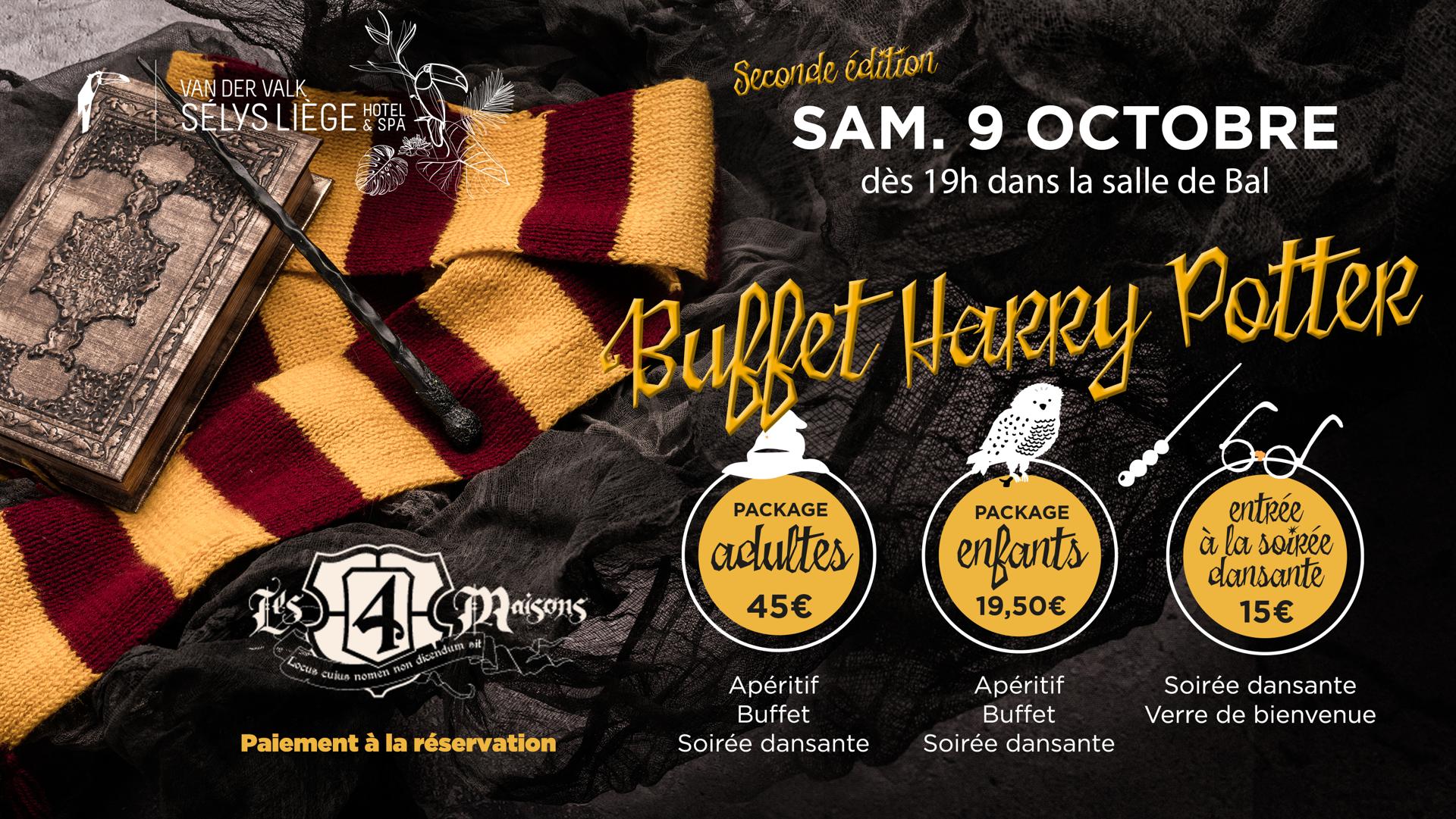 Buffet Harry Potter Van Der Valk Selys Liège avec Les 4 Maisons
